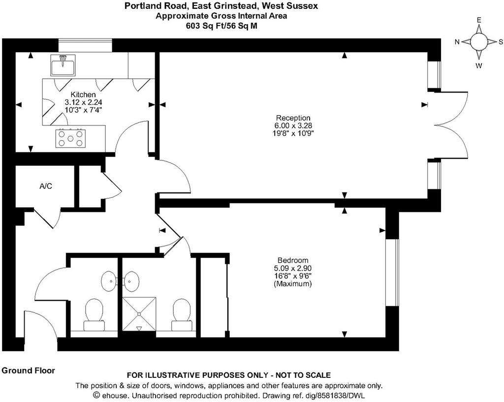 1 bedroom flat for sale - floorplan