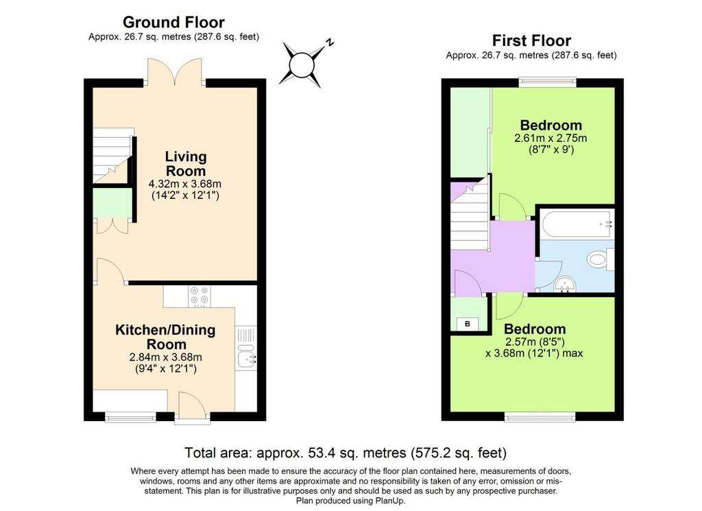 2 bedroom terraced house for sale - floorplan