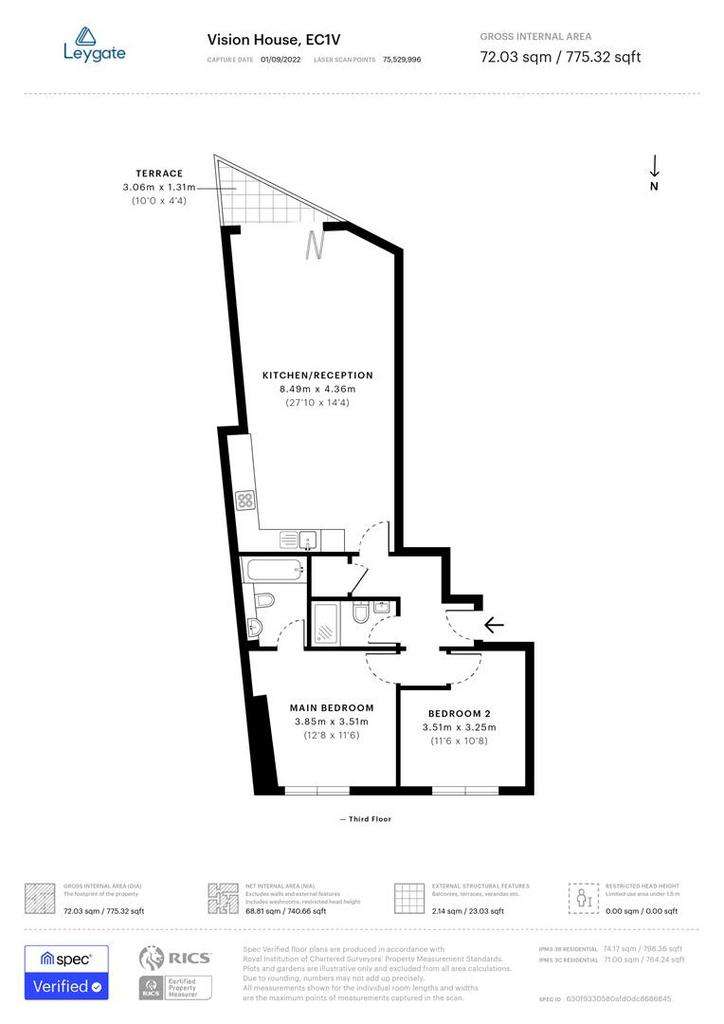 2 bedroom flat to rent - floorplan