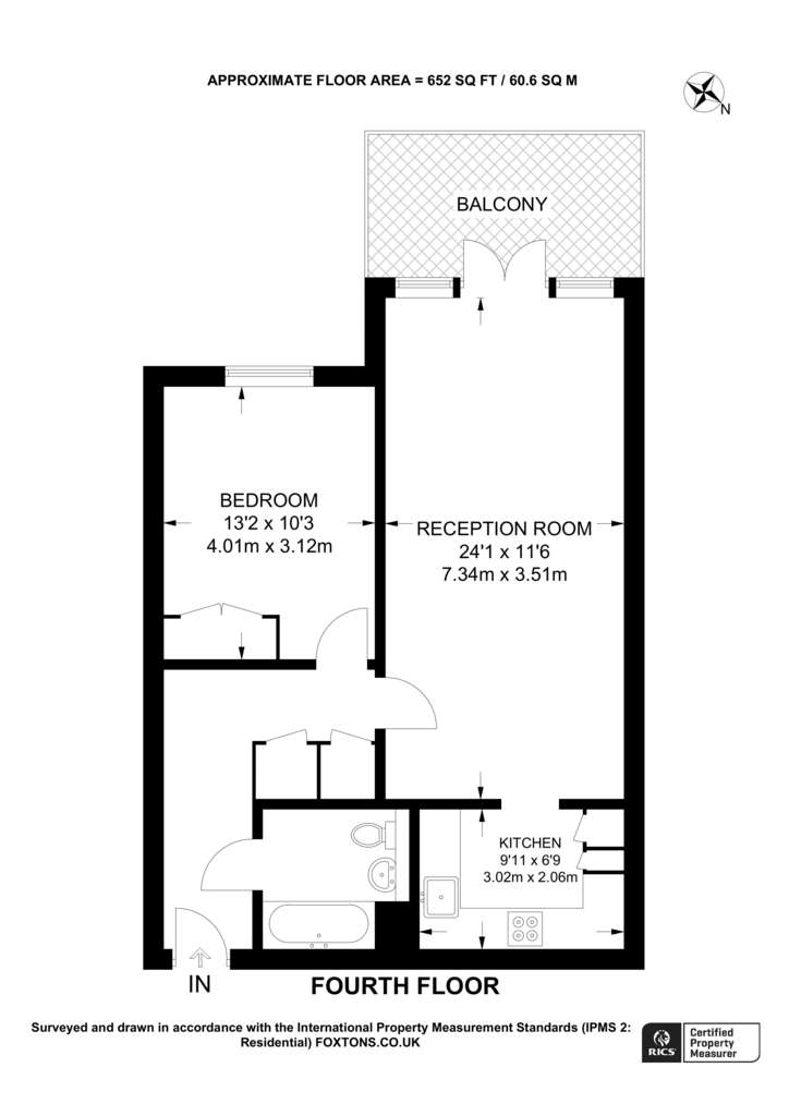 1 bedroom flat to rent - floorplan