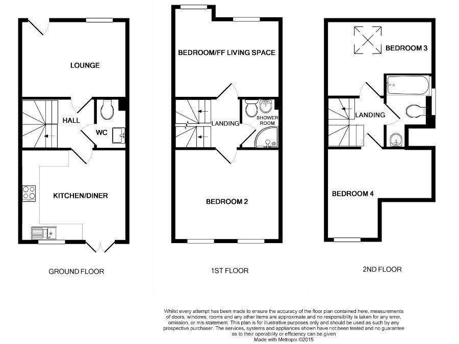 4 bedroom town house to rent - floorplan