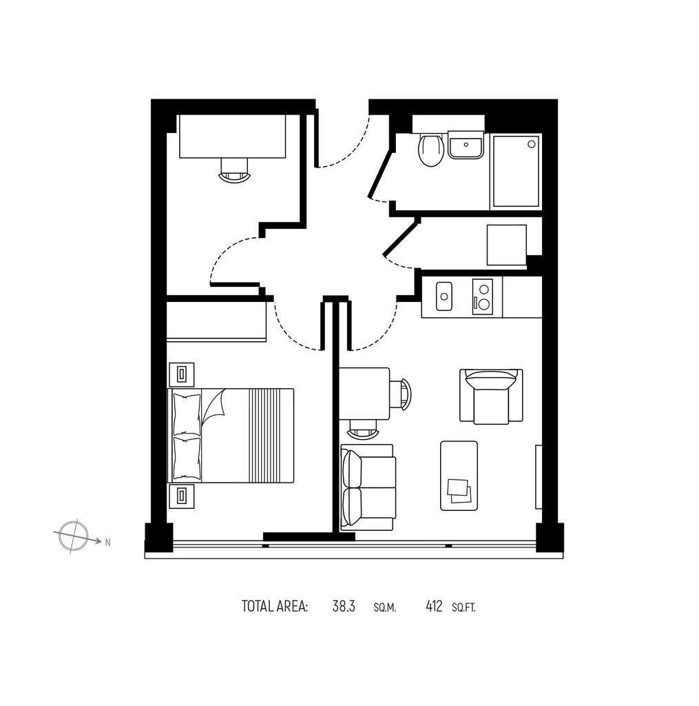 1 bedroom flat to rent - floorplan