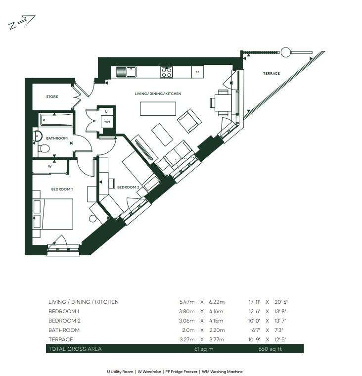 2 bedroom flat for sale - floorplan