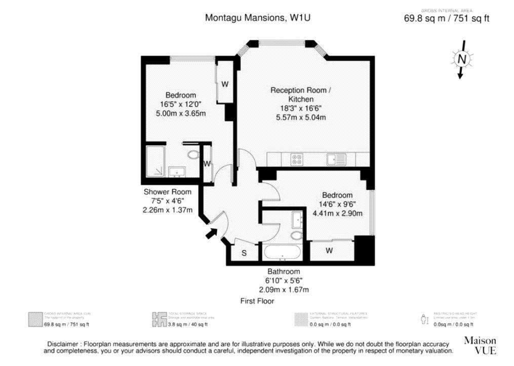 2 bedroom flat to rent - floorplan