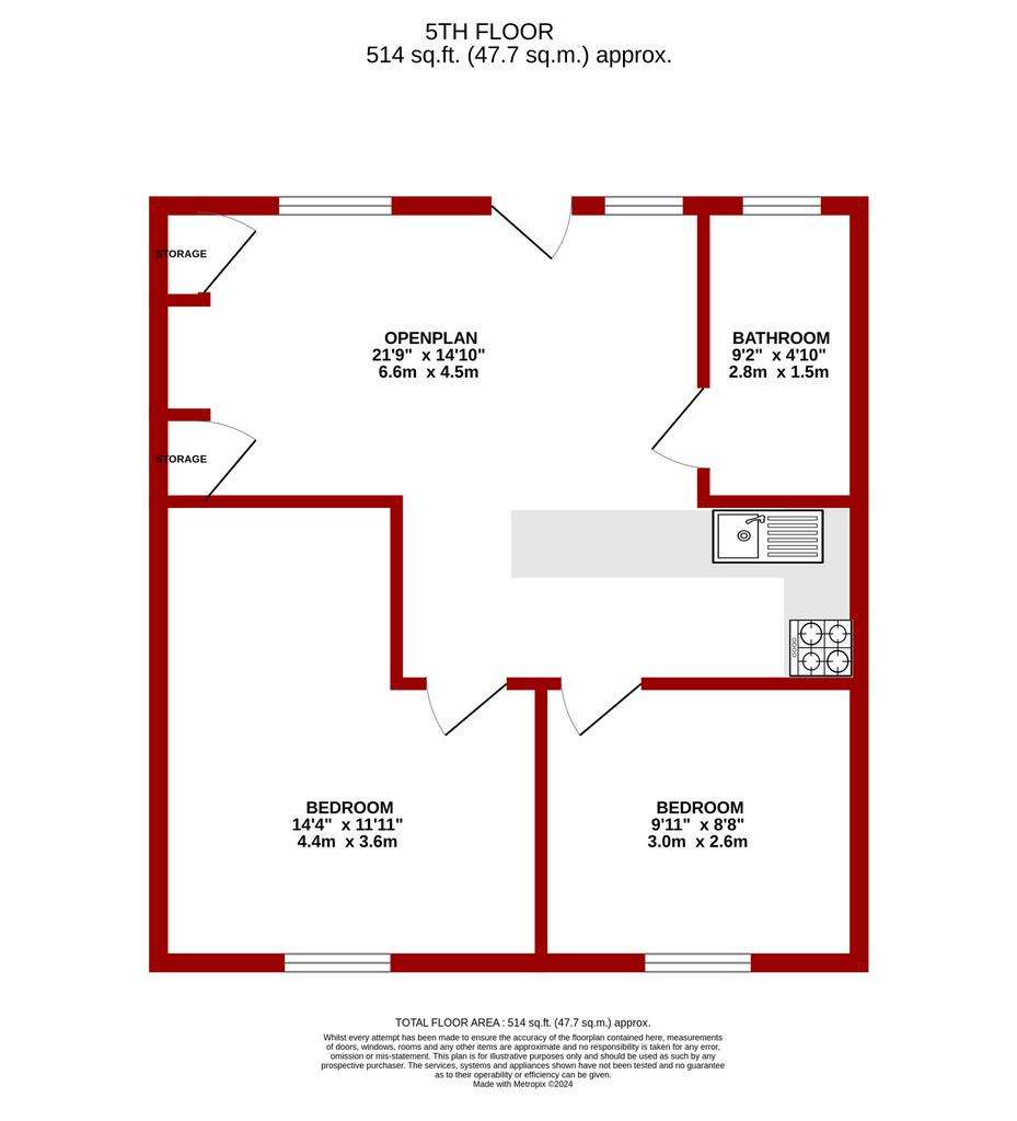 2 bedroom flat to rent - floorplan