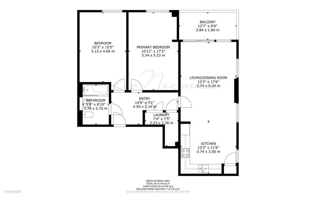 2 bedroom flat to rent - floorplan