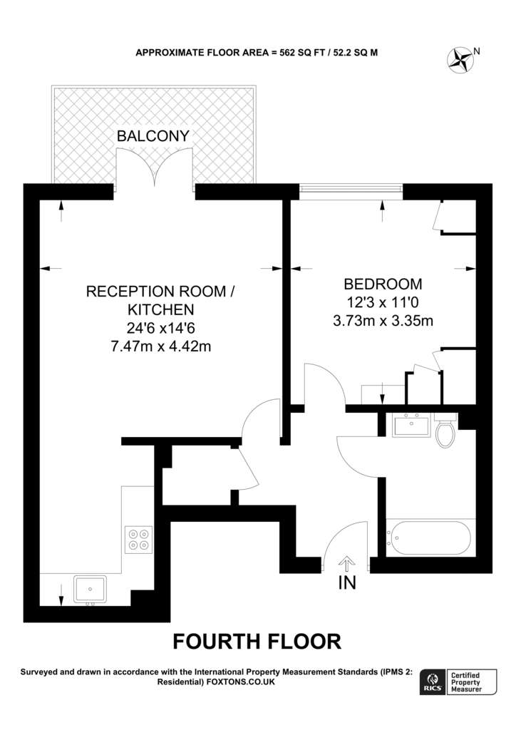 1 bedroom flat to rent - floorplan