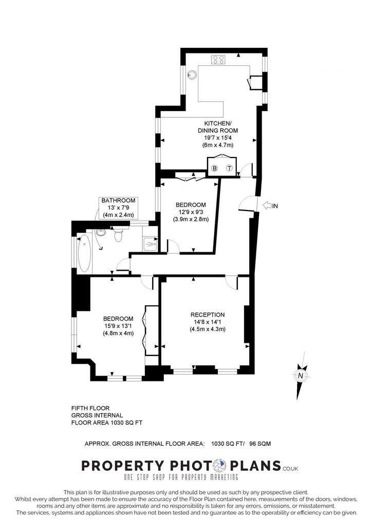 2 bedroom flat to rent - floorplan