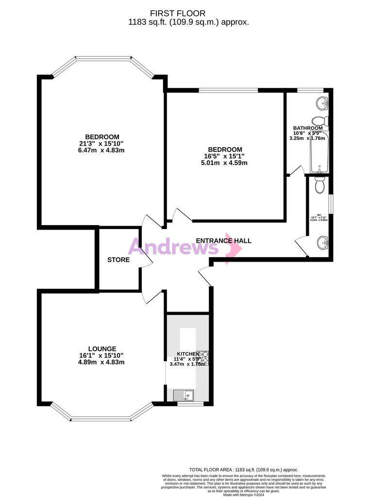 2 bedroom flat to rent - floorplan