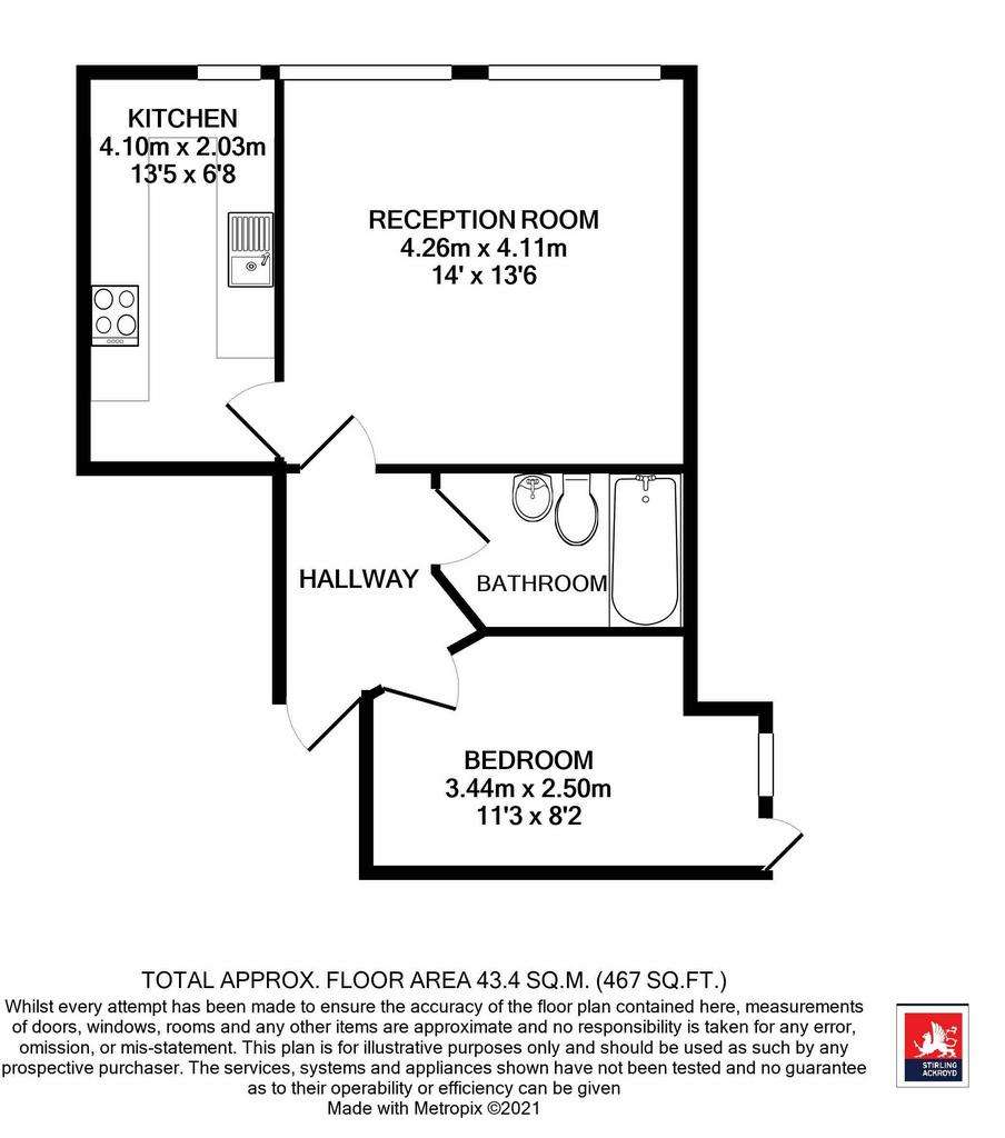 1 bedroom flat to rent - floorplan