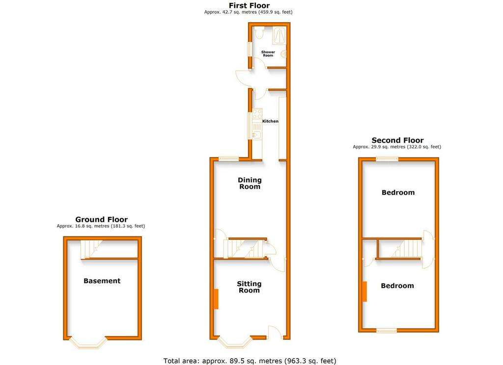 2 bedroom terraced house to rent - floorplan