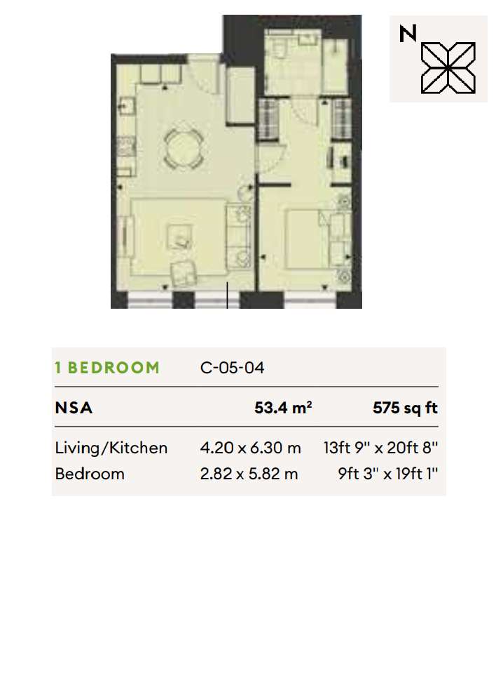 1 bedroom flat to rent - floorplan