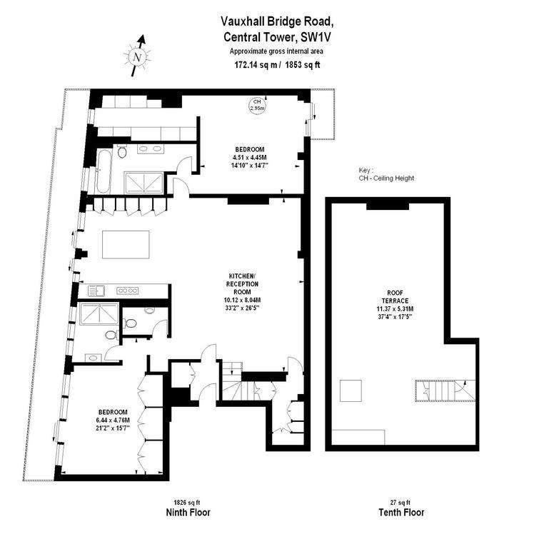 2 bedroom flat to rent - floorplan