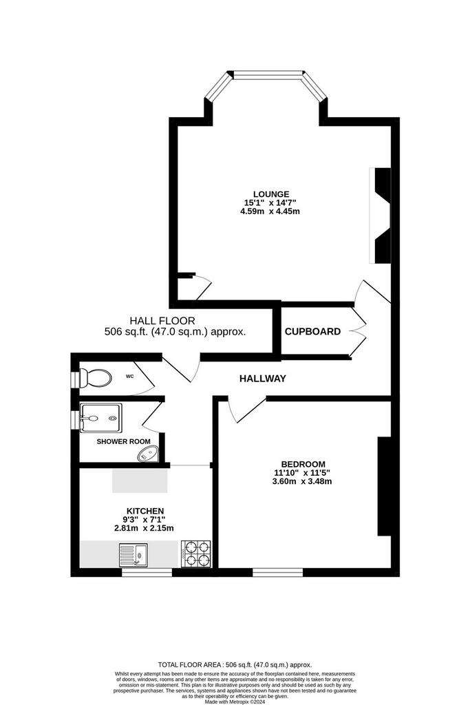 1 bedroom flat to rent - floorplan