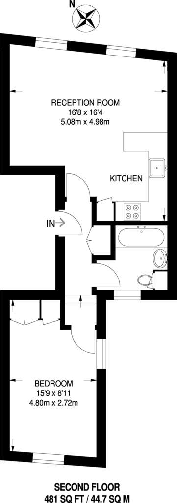 1 bedroom flat to rent - floorplan