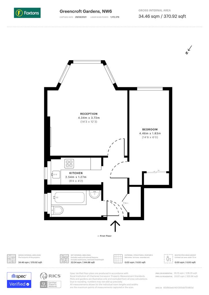 1 bedroom flat to rent - floorplan