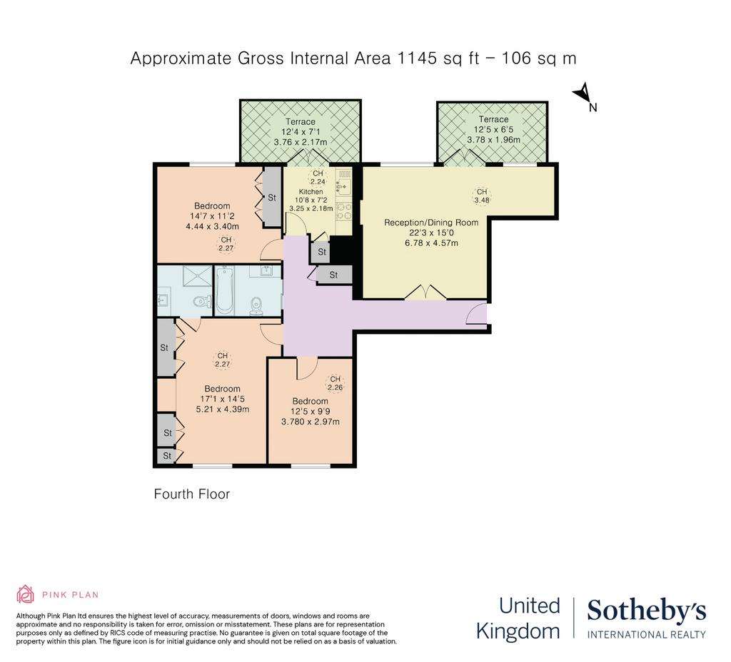 3 bedroom flat to rent - floorplan