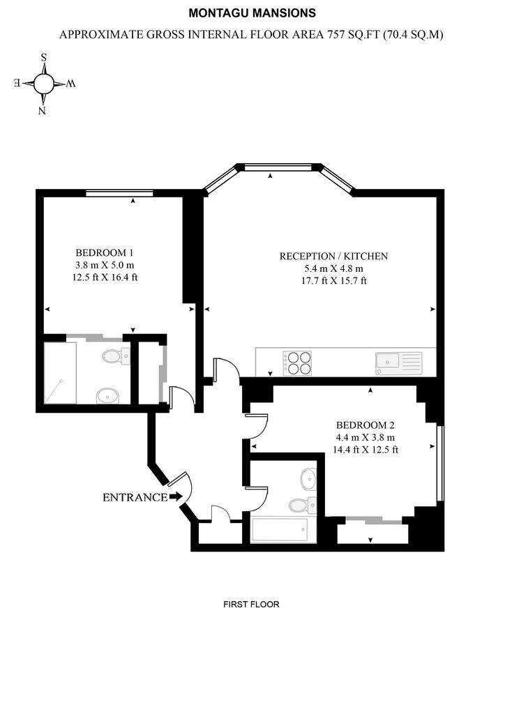 2 bedroom flat to rent - floorplan