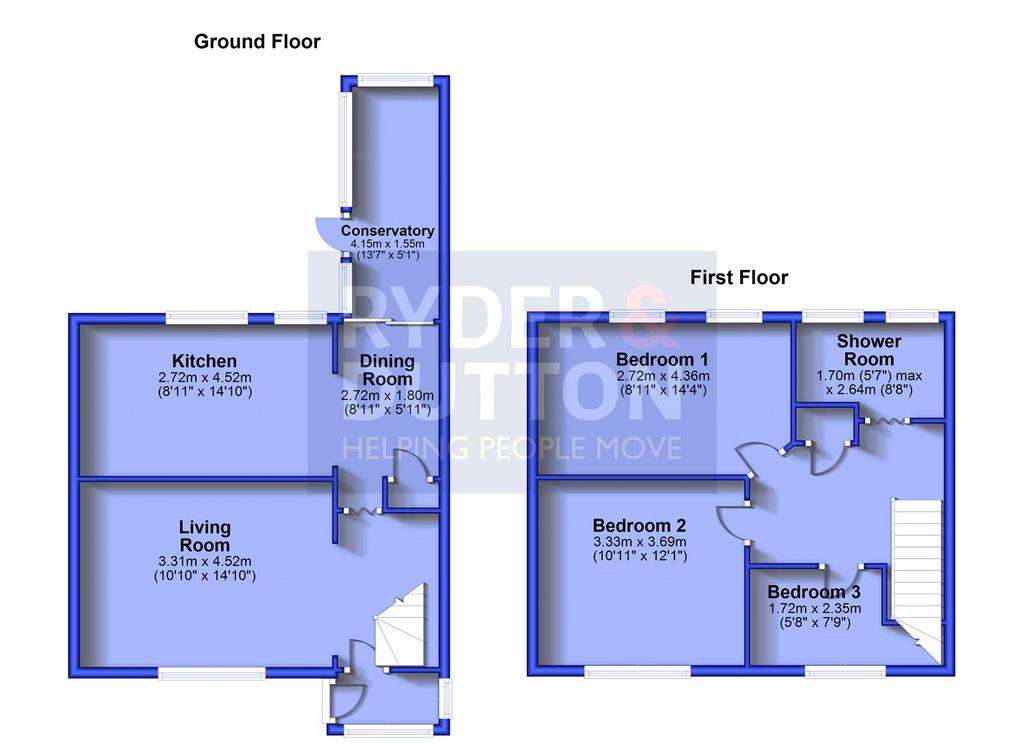 3 bedroom terraced house for sale - floorplan