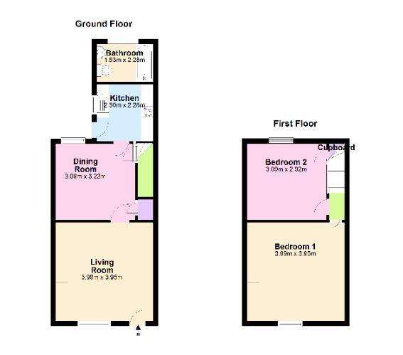 2 bedroom terraced house for sale - floorplan