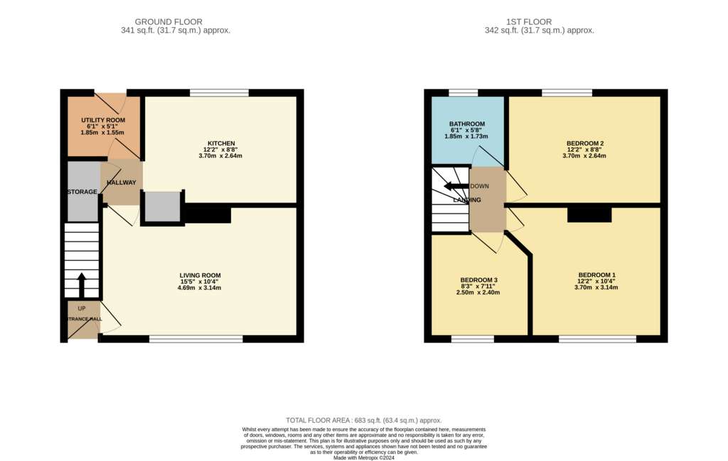 3 bedroom end of terrace house for sale - floorplan