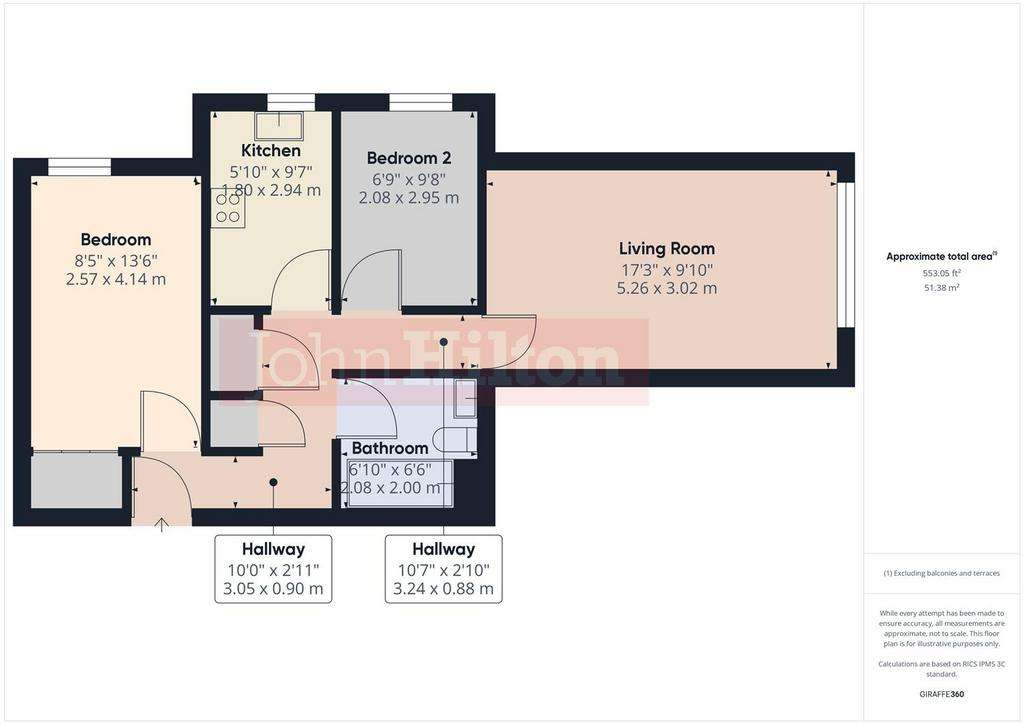 2 bedroom flat to rent - floorplan