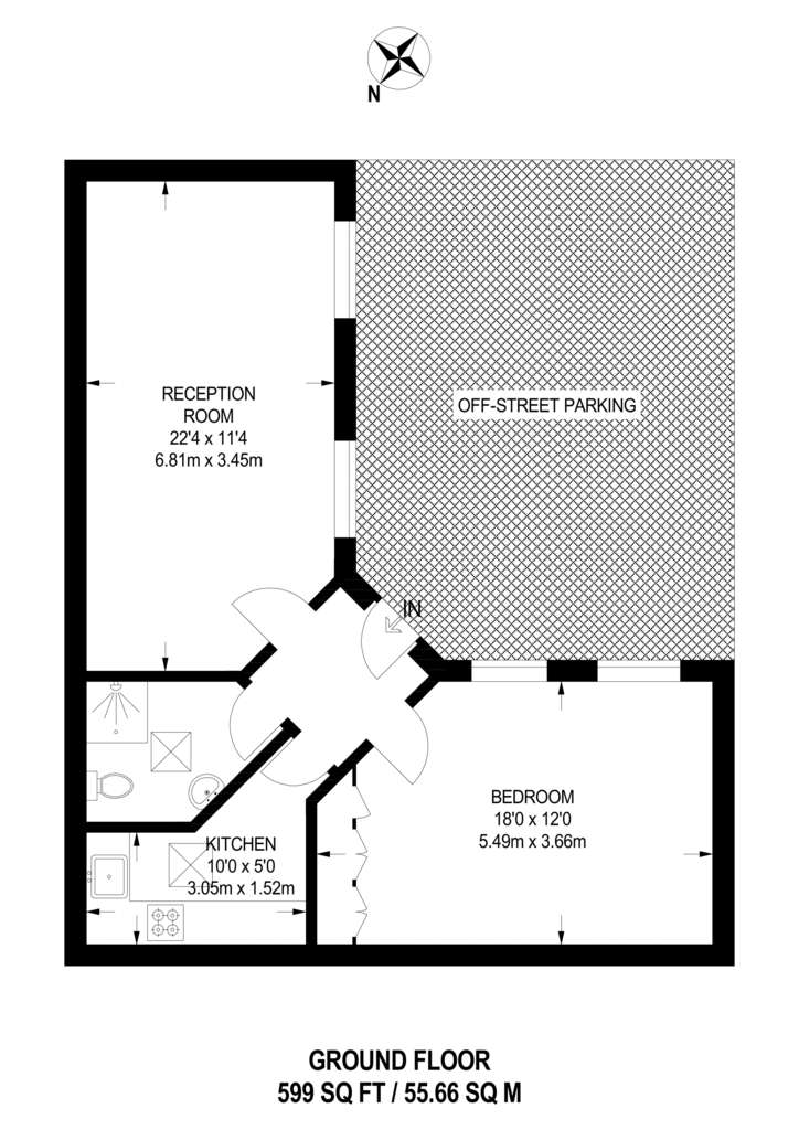 1 bedroom bungalow to rent - floorplan