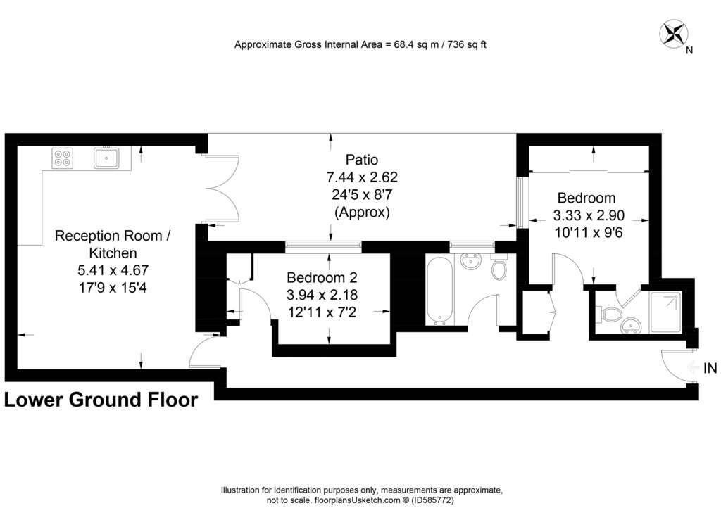 2 bedroom flat to rent - floorplan