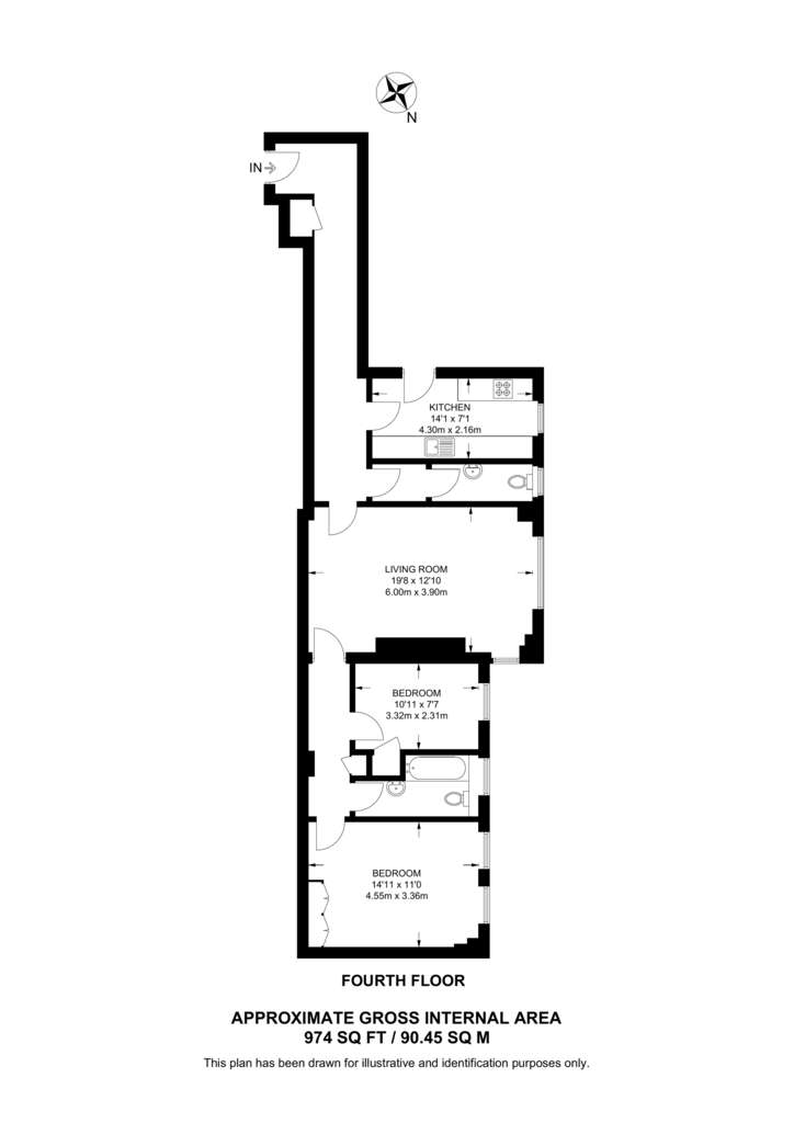 2 bedroom flat to rent - floorplan