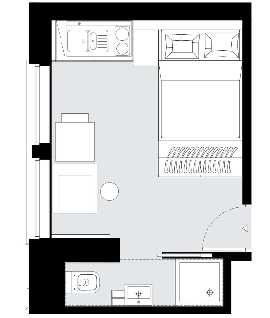 Studio flat to rent - floorplan