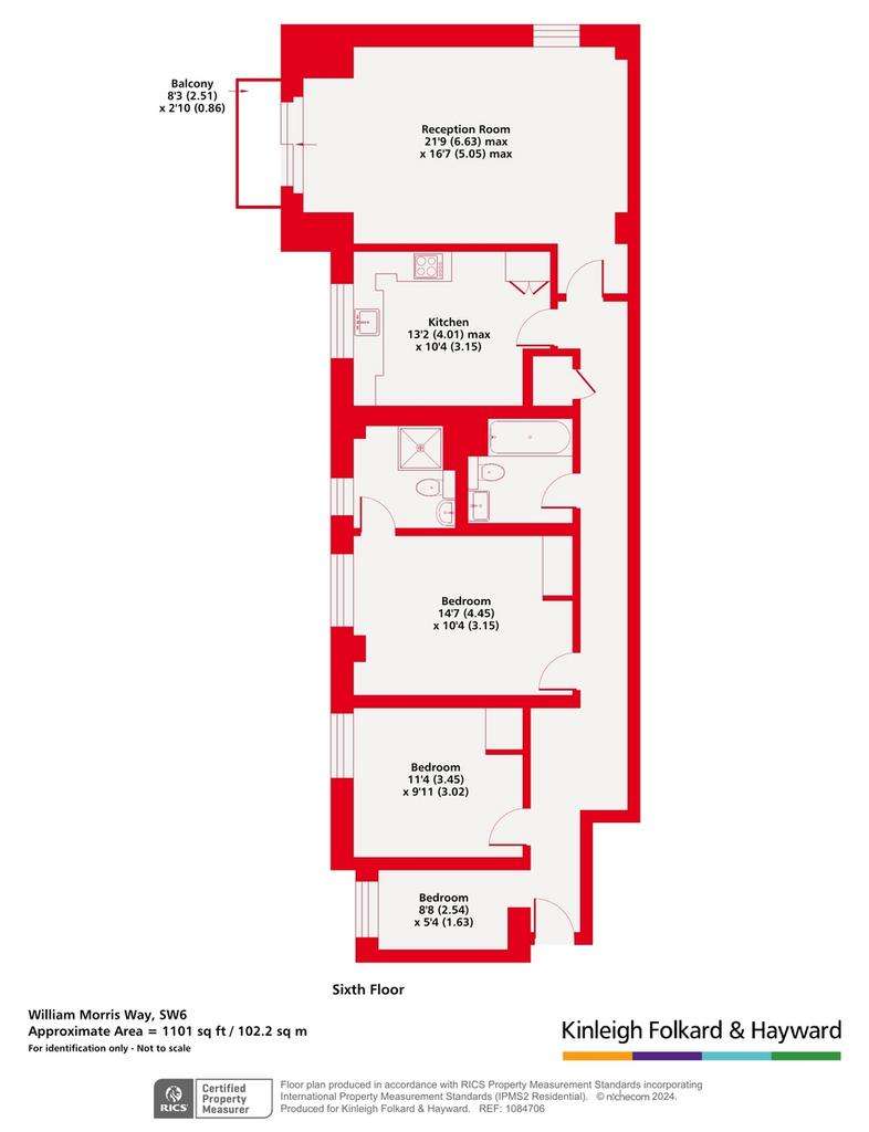 3 bedroom flat for sale - floorplan