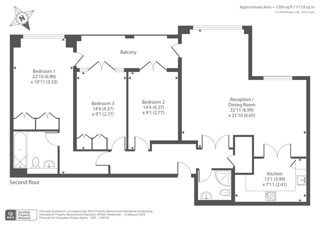 3 bedroom flat to rent - floorplan