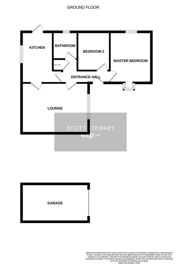 2 bedroom detached bungalow to rent - floorplan