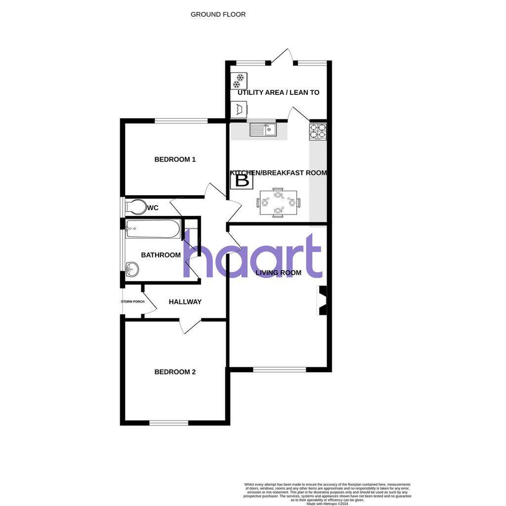 2 bedroom semi-detached bungalow for sale - floorplan