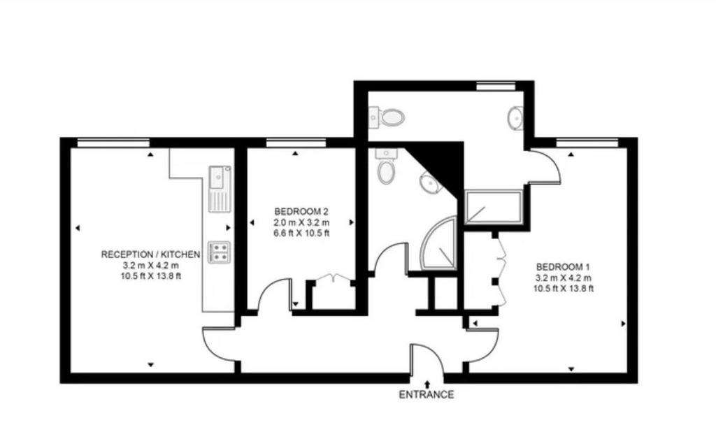 2 bedroom flat to rent - floorplan