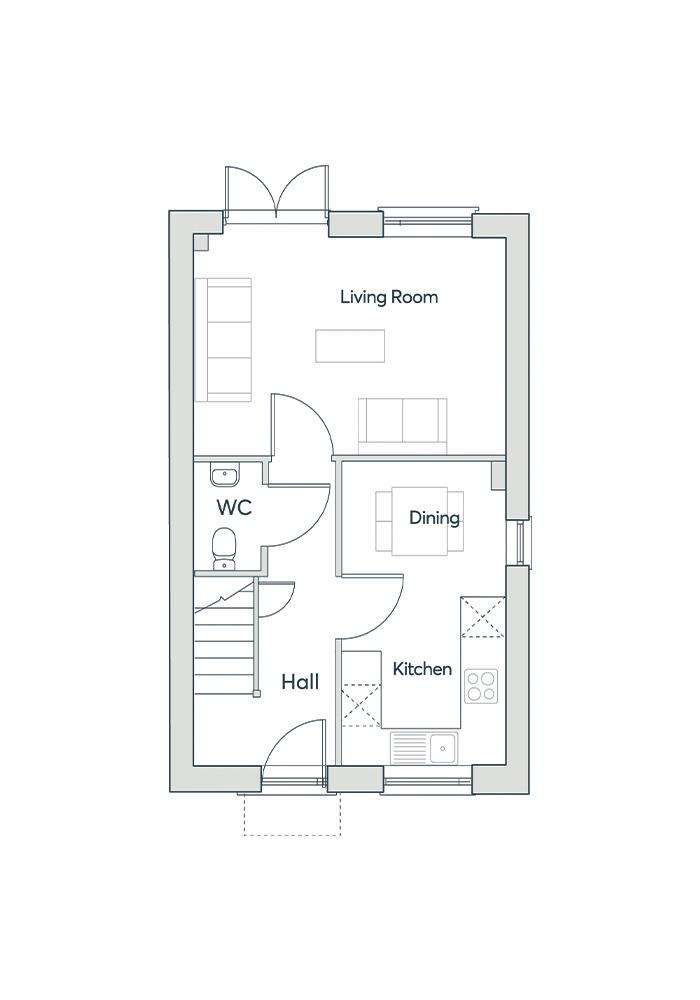 2 bedroom semi-detached house for sale - floorplan