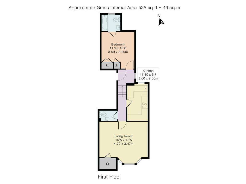 1 bedroom flat to rent - floorplan