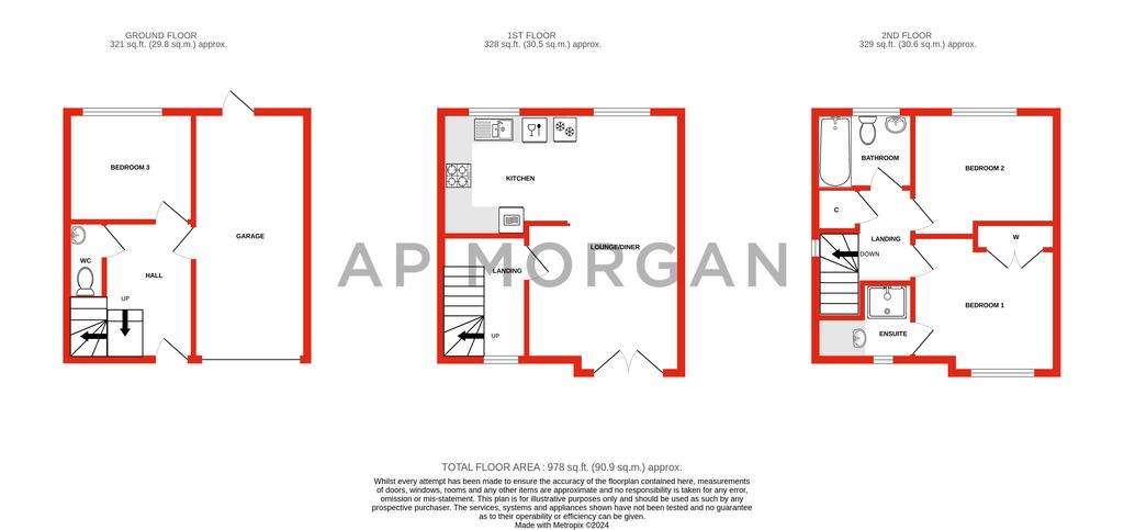 3 bedroom semi-detached house to rent - floorplan