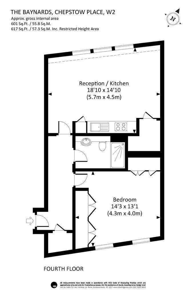 1 bedroom flat to rent - floorplan