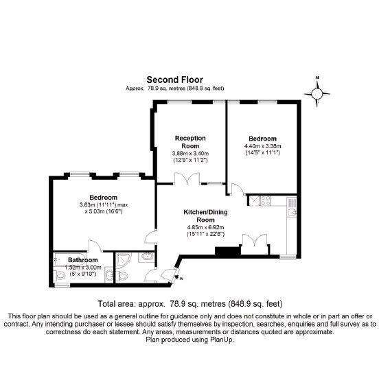 3 bedroom flat to rent - floorplan