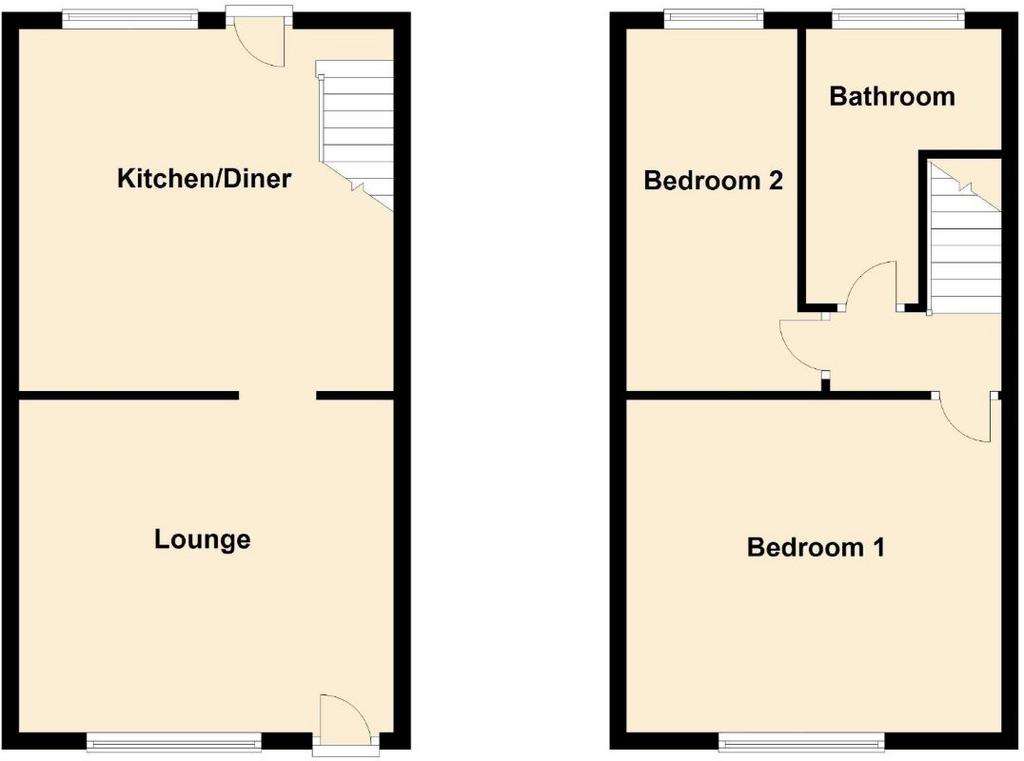 2 bedroom terraced house for sale - floorplan