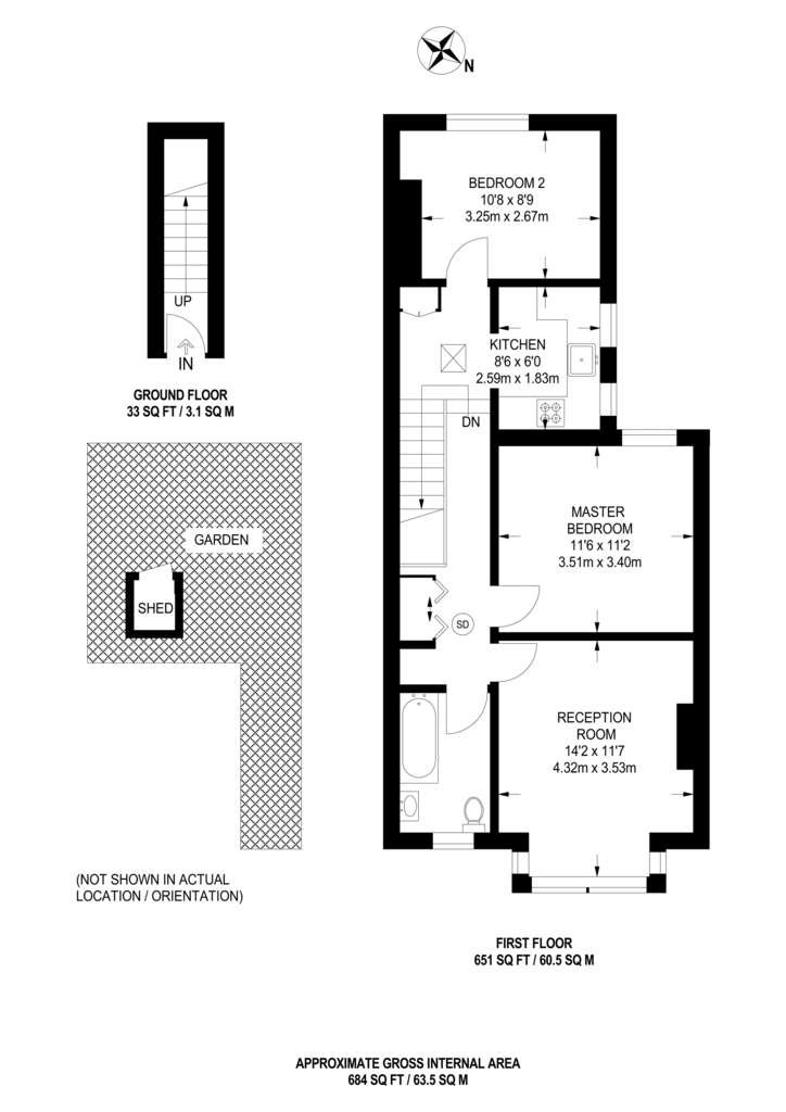 2 bedroom flat to rent - floorplan