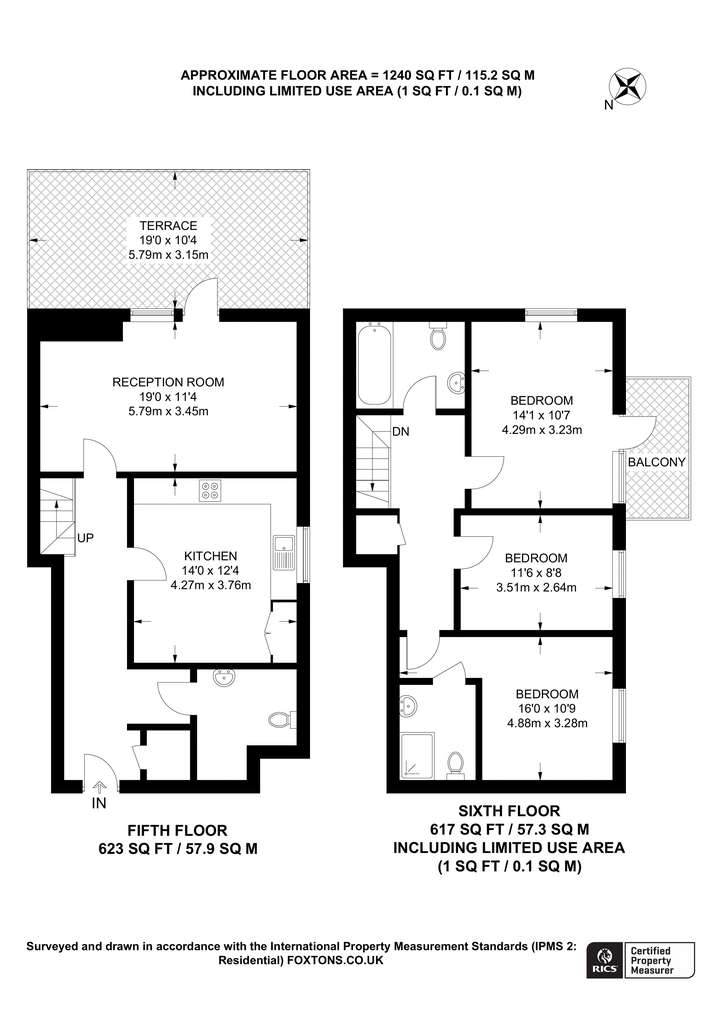 3 bedroom flat to rent - floorplan