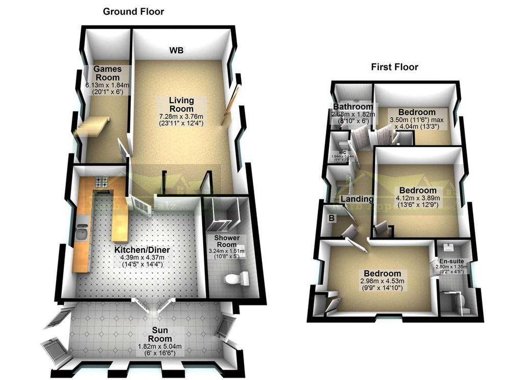 3 bedroom end of terrace house for sale - floorplan