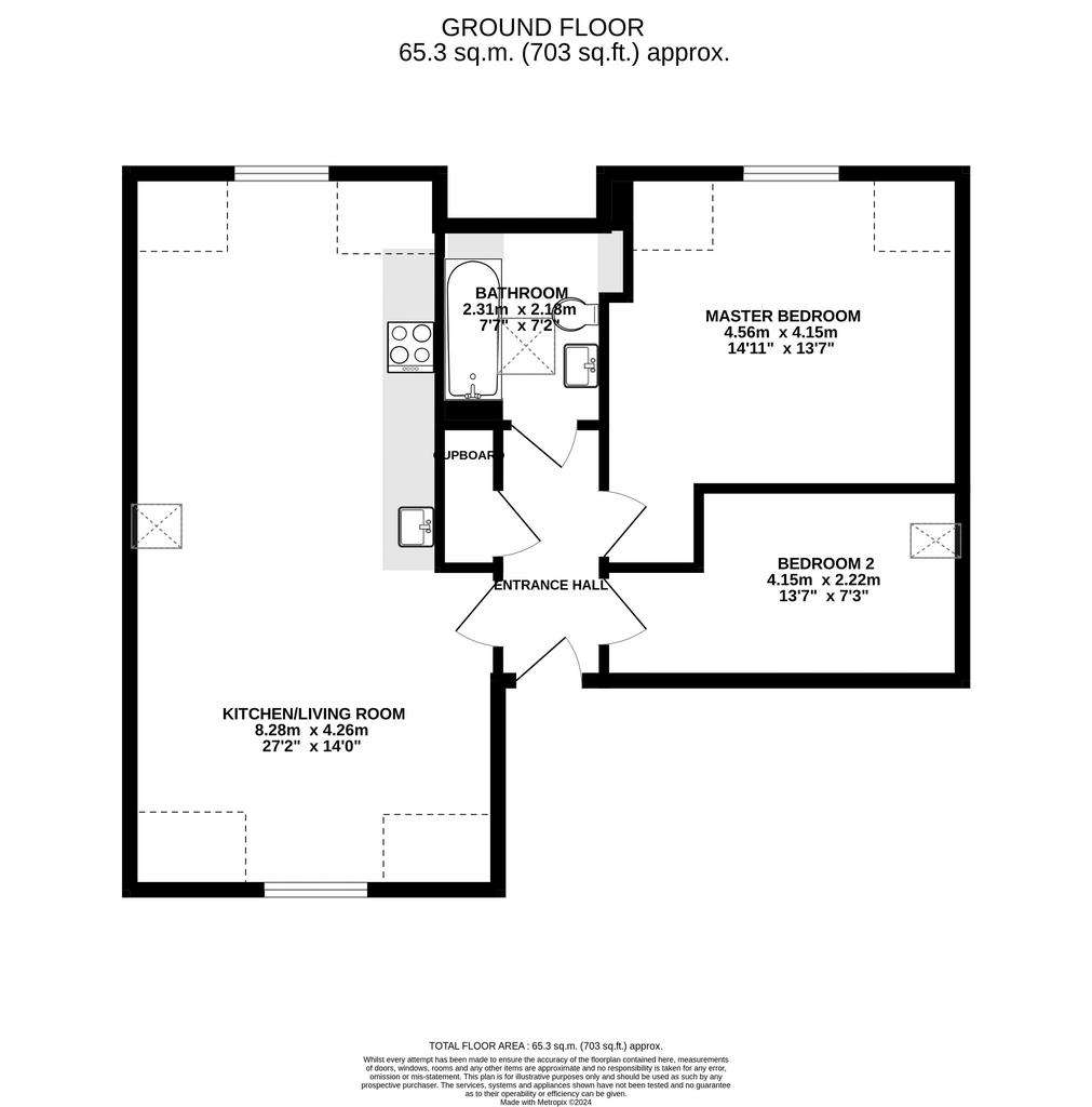 2 bedroom flat to rent - floorplan