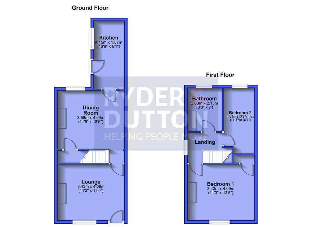 2 bedroom end of terrace house for sale - floorplan