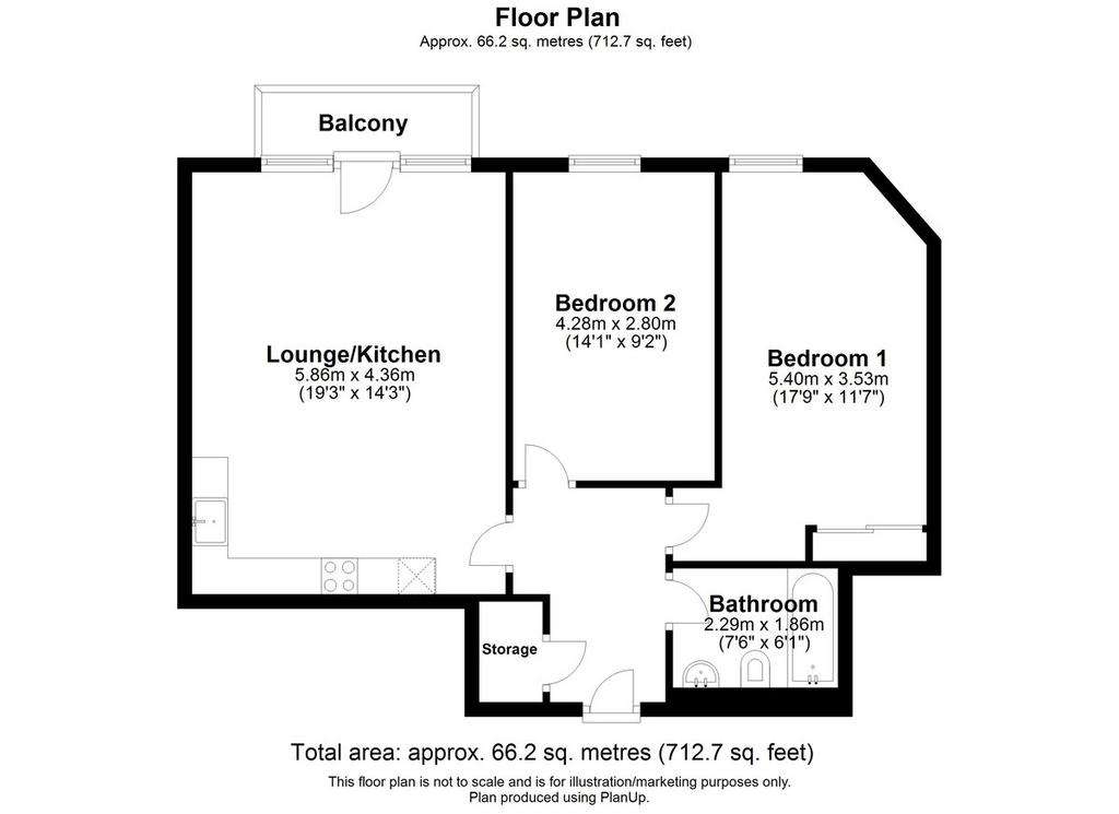 2 bedroom flat to rent - floorplan