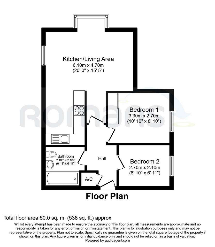 2 bedroom flat to rent - floorplan