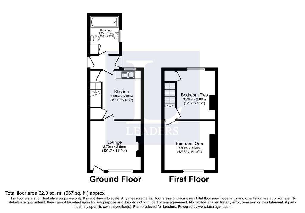 2 bedroom terraced house to rent - floorplan