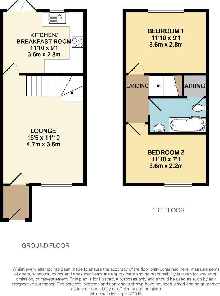 2 bedroom terraced house to rent - floorplan